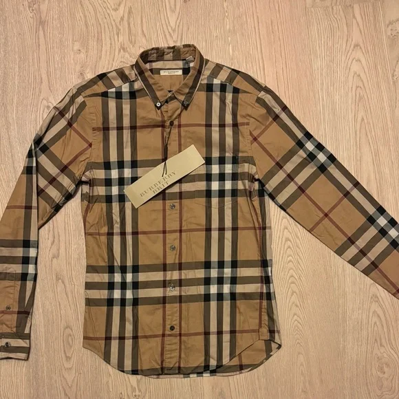 Burberry Tan and Black Plaid Casual Shirt - Picture 2 of 3